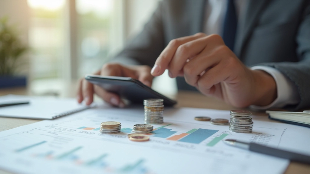 Портфель и стопки монет на столе, символизирующие финансовое накопление