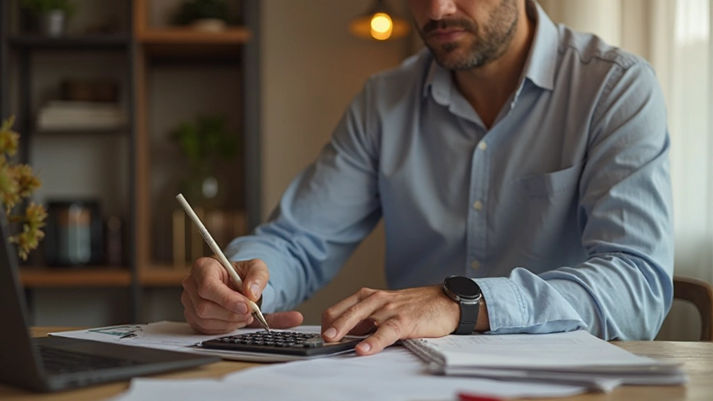 Квитанции и расчеты расходов с калькулятором и ручкой