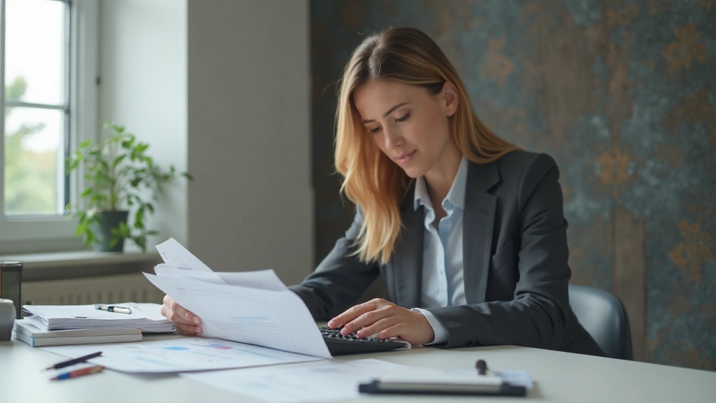 Профессиональное фото человека, планирующего бюджет с документами и калькулятором на столе